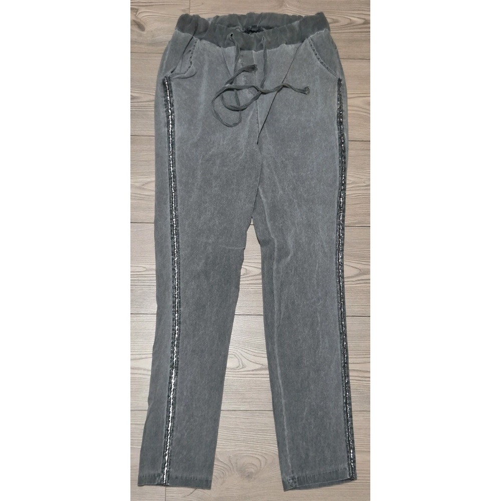 Tempo Paris Pull On Pants Women's Small Gray Silver Elastic Waist Gorpcore
